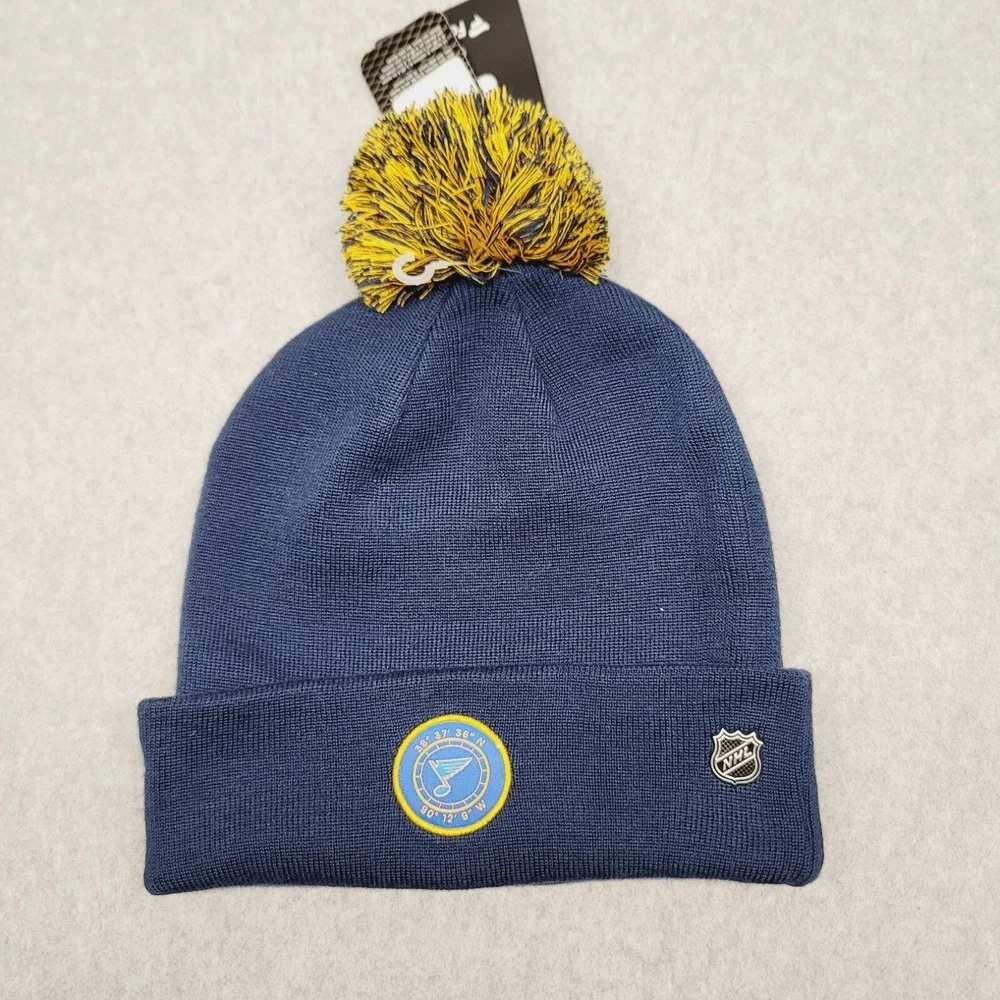 NHL St. Louis Blues Winter Cuffed Knit‎ Pom Beanie Hat Fanatics Authentic Pro OS